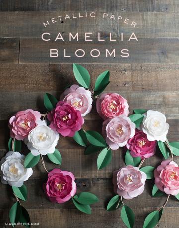 Kovový papír kamélie květiny DIY