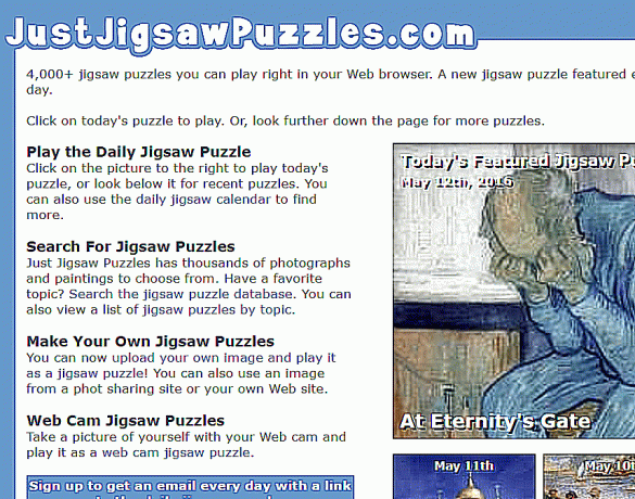 Screenshot z webu JustJigsawPuzzles.com