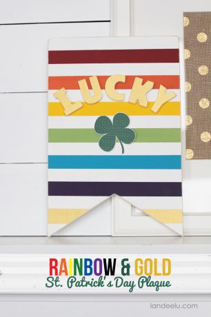 Rainbow and gold st patrick's day sign