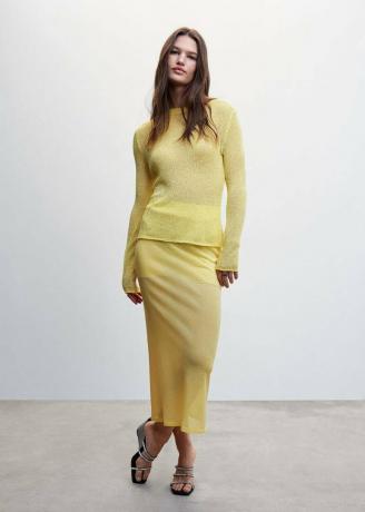 חצאית סרוגה חצי שקופה מנגו - נשים | מנגו בריטניה