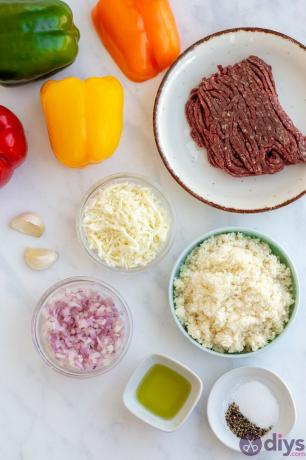 Ingredience pro keto plněné papriky: 