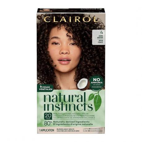 Clairol Natural Instincts poolpüsiv juuksevärv 4 tumepruuni värviga