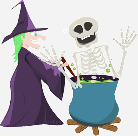 Squelette et sorcière