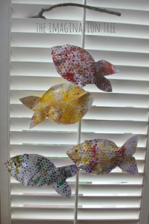 Bubble wrap print fish mobile