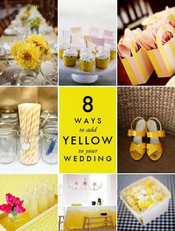 สีเหลืองกับสีขาว สีชมพู และสีพีชในงานแต่งงาน