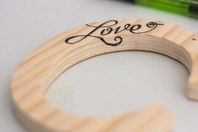 DIY प्रेम पत्र लकड़ी का चिन्ह हस्तलिखित पक्ष