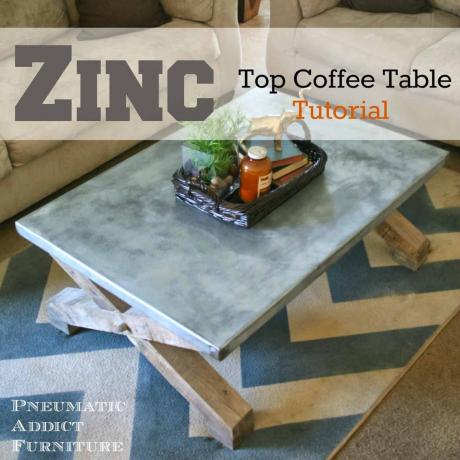 Table basse en zinc imitation poterie grange