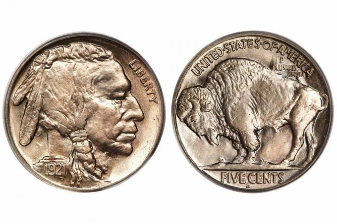 1921-S Buffalo Nickel Indijos galvos nikelis
