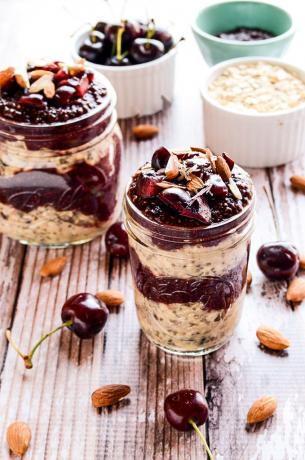 Cherry Chia Oat Breakfast Mason Jar