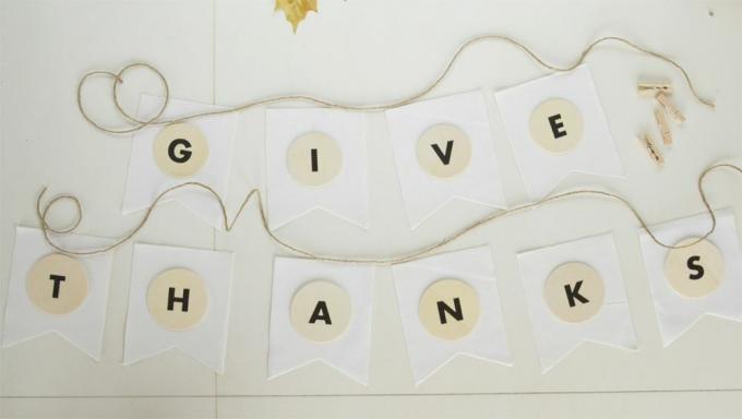 Doe-het-zelf-bedankt-banner voor Thanksgiving - Letters en cirkels