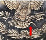 Δολάριο Μόργκαν του 1878 με αετό με 7 φτερά ουράς στην πίσω όψη