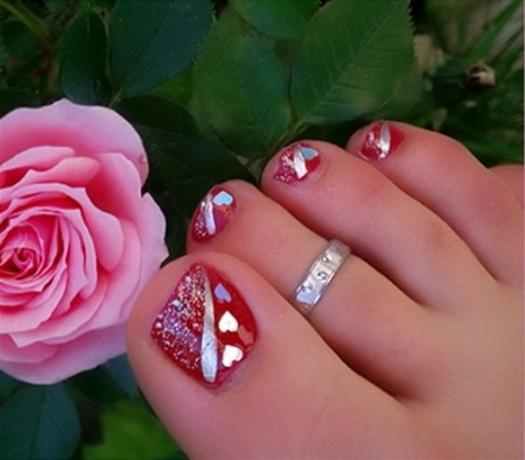 Toe nail art růžové nehty vzory