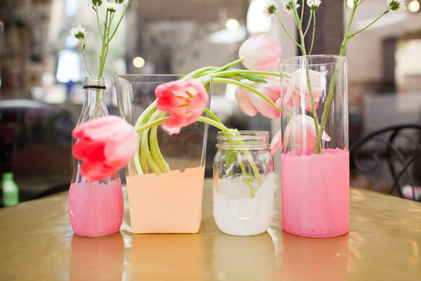 DIY rosa doppade vaser