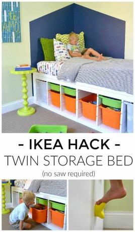 Ikea hack cubbies riiuliga kahekordne hoiuvoodi