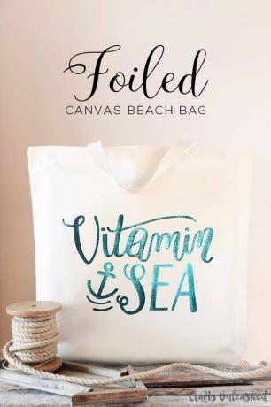 Пляжная сумка из фольги из холщовой ткани с цитатой каллиграфии