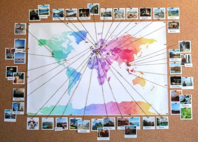 Diy mapa světa s fotografiemi
