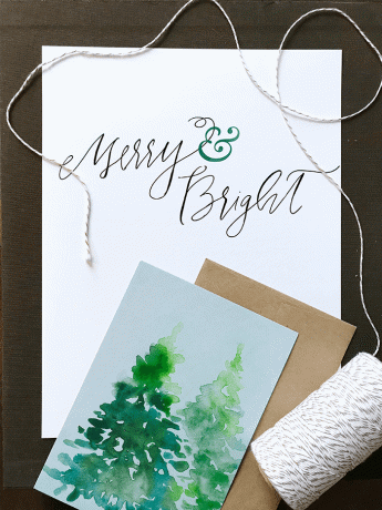 Рождественские открытки рукописные каллиграфии