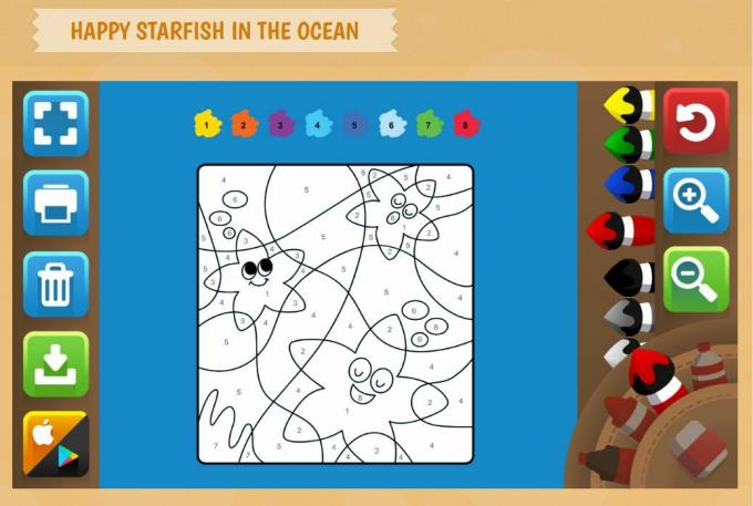 Скриншот цветной морской звезды по числовой активности