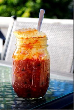 พริกหวานและเผ็ดกับ Mason Jar ขนมปังข้าวโพด