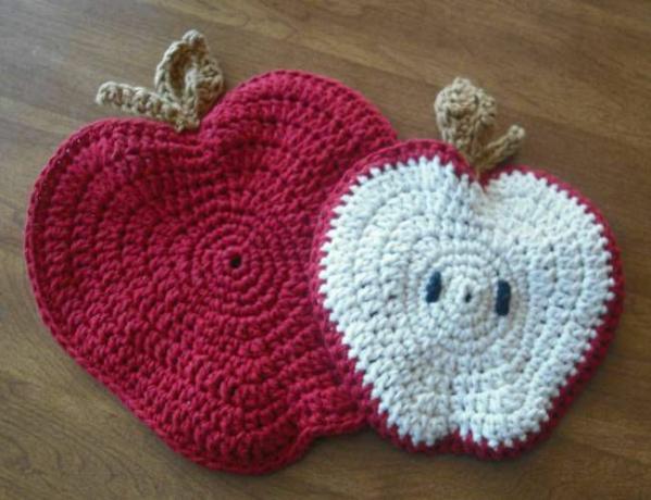 Pola Crochet Apple Potholder Gratis