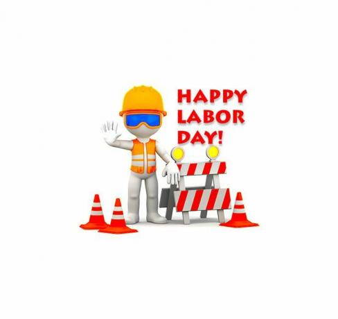 Un muncitor din construcții care vă urează o zi fericită a muncii