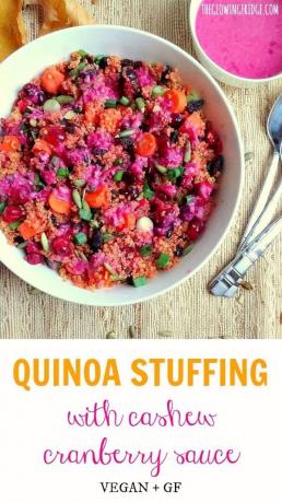 Quinoa vulling met cashew en cranberrysaus