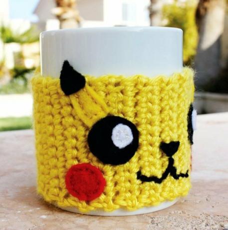 Pikachu inspirowany kubek kawy kubek herbaty przytulny pokemon ish japońska kreskówka szydełkowa dzianina rękaw f83461