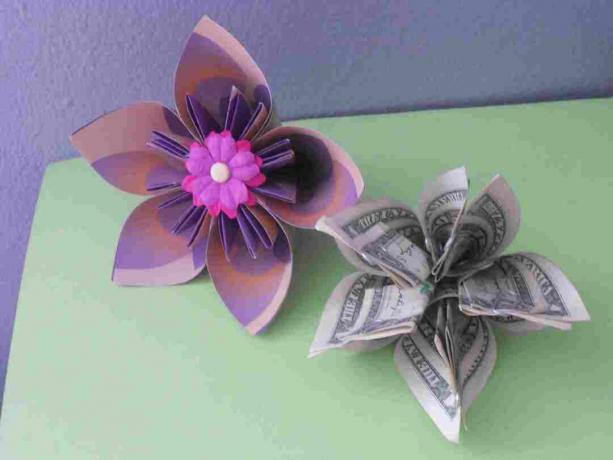 Peníze Origami Kusudama Flower