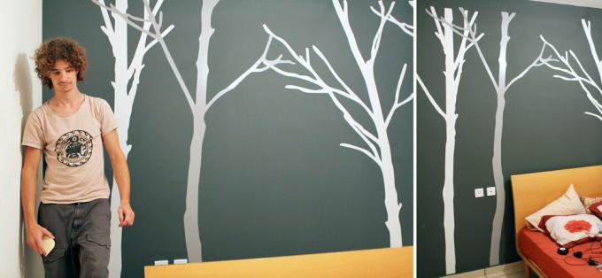 DIY akcentovaná stena na strom