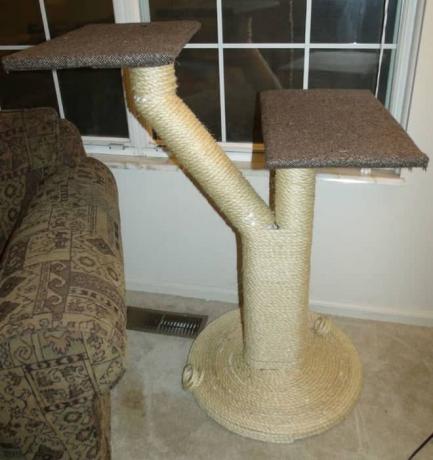 Árvore de gato de corda de sisal simples de duas plataformas