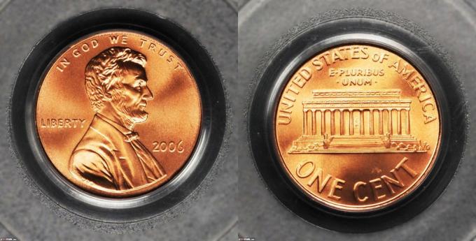 „Lincoln Memorial Penny Graded Mint State-69“ (MS69RD) raudona