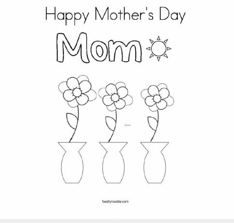 Раскраска с цветами " С Днем матери, мама".