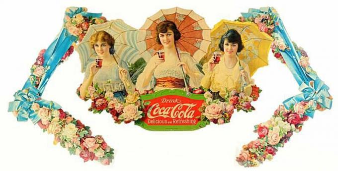 Coca-Cola Guarda-chuva Girls Festoon datado de 1918
