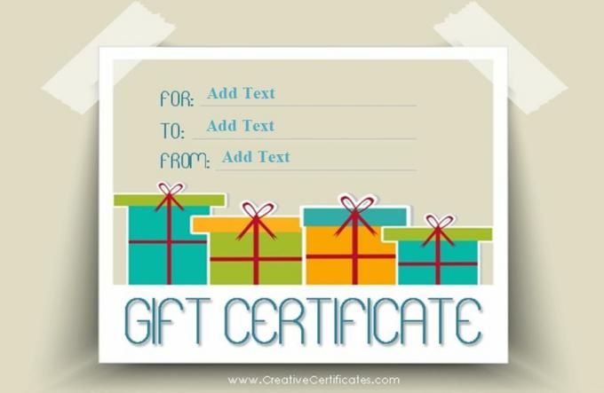 Šablóna darčekového certifikátu s darčekmi