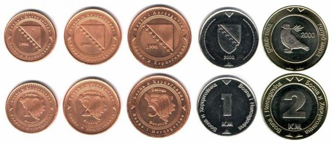 Ces pièces circulent actuellement en Bosnie sous forme de monnaie.
