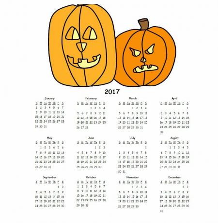 Vytisknutelný kalendář s jack O'lanterns nahoře