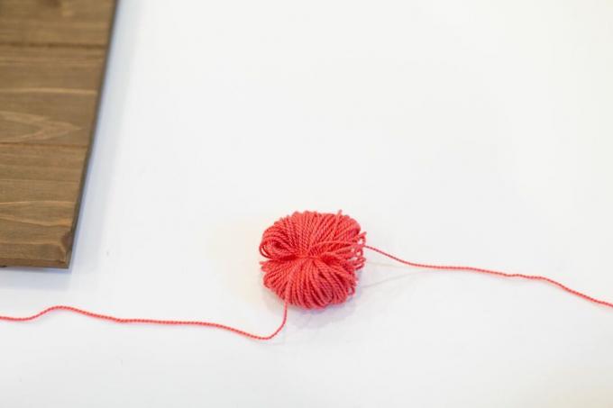 Een Pom Pom knopen om schattige Cactus String Art te maken