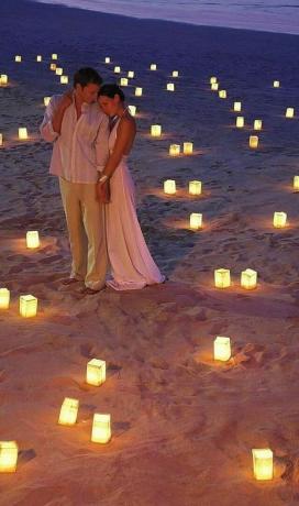 Lantaarnverlichting voor strandhuwelijk diy