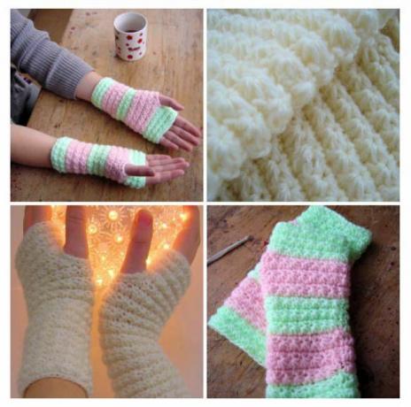 Aquecedores de mão com costura estrela padrão de crochê grátis