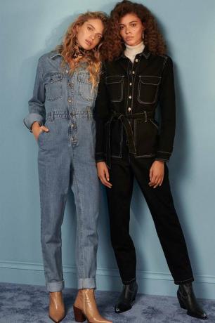Topshop kotelní oblek: dva džínové styly pro jaro 2019