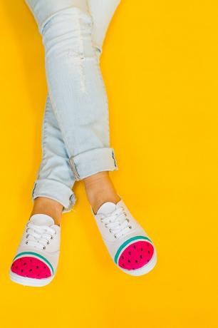 DIY arbūzu apavu auduma krāsas augļu tēmu kedas sūkņi 8