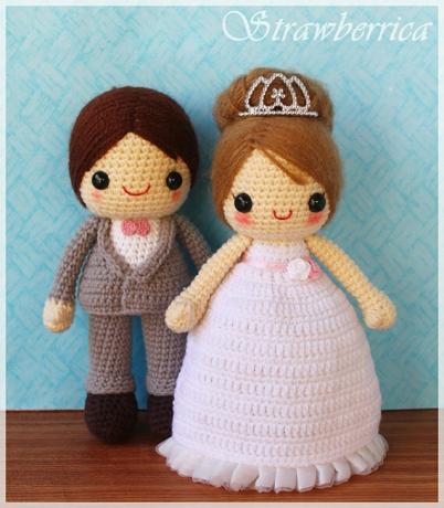 Braut und Bräutigam gehäkelte Puppen