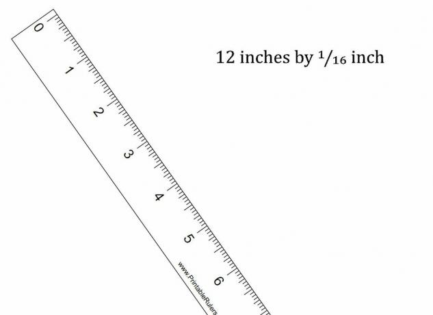 12 -palcové tlačiteľné pravítko so značkami 1/16 palca