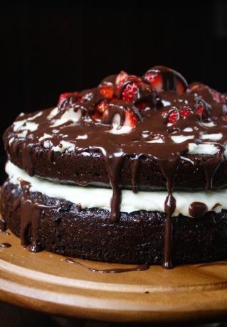 עוגת שכבת גנאש שוקולד תות