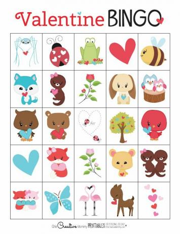 Värvikas Valentine bingo kaart