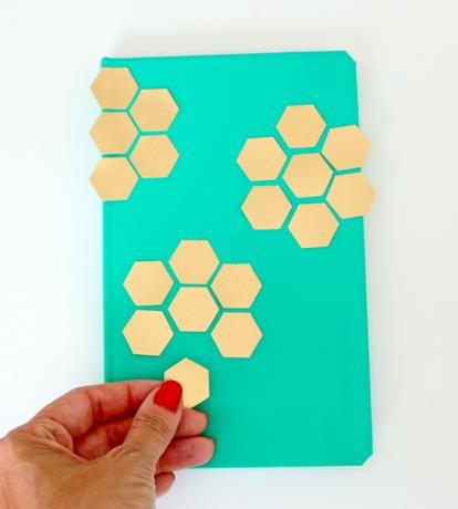 DIY gouden zeshoek verfraaid dagboek regelen