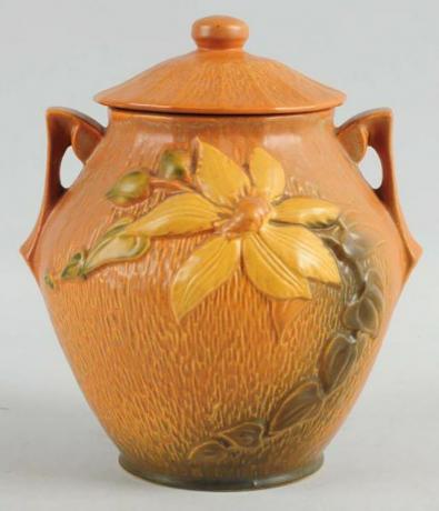 Lončarski staklenki s keramikom Roseville s poklopcem