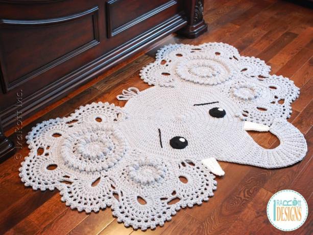 განსაცვიფრებელი crocheted სპილო იატაკი rug