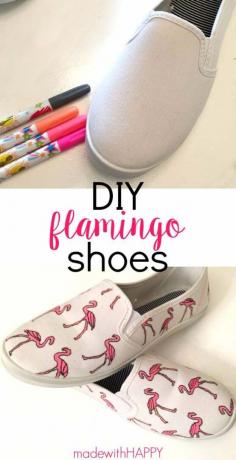 Ręcznie rysowane buty flamingo