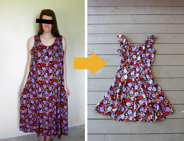 Χαλαρό maxi φόρεμα σε εφαρμοστό ηλιοφάνεια